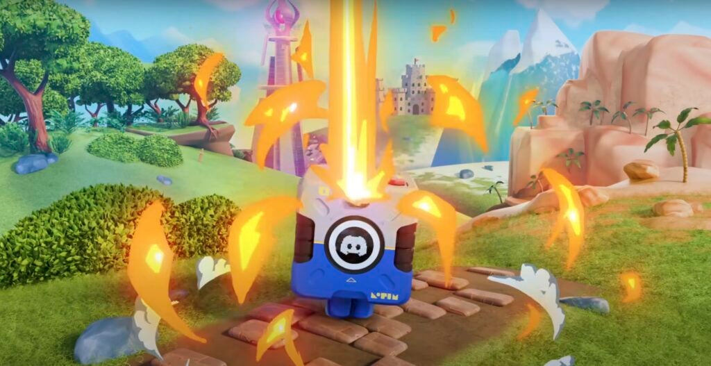 Screenshot of Discord’s Loot Box video. The image shows the airdrop striking Wumpus.